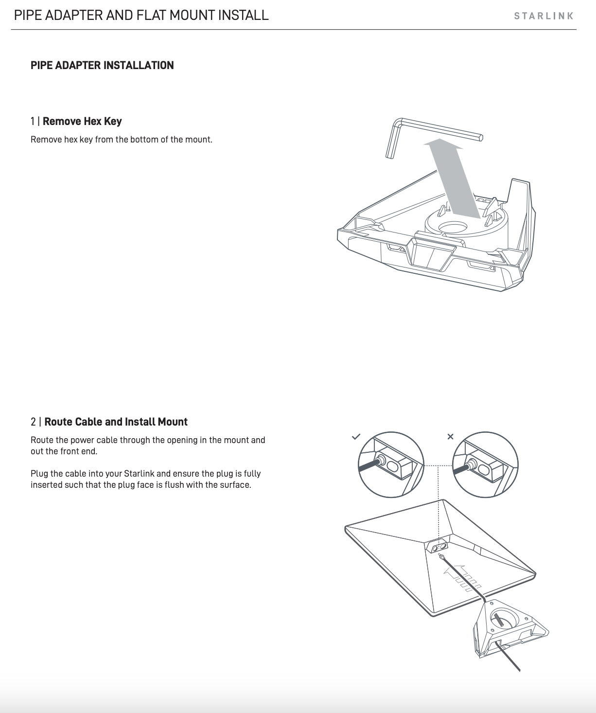 Starlink Mini Pipe Adapter and Flat Mount