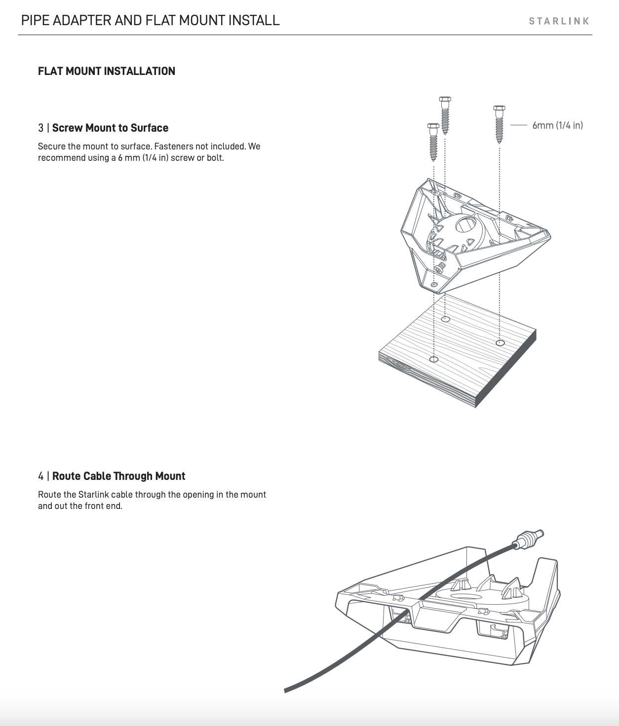 Starlink Mini Pipe Adapter and Flat Mount