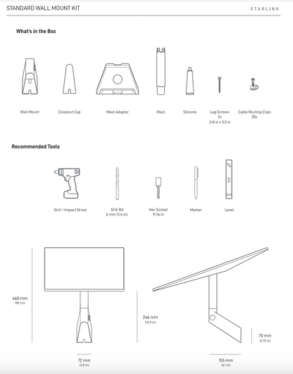 Starlink Standard Gen 3 (V4) Wall Mount