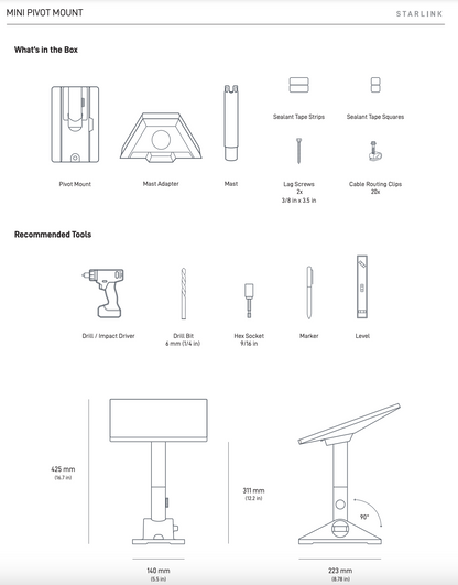 Soporte Pivotante Mini Starlink