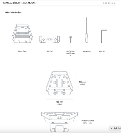 Starlink Standard Gen 3 (V4) Roof Rack Mount