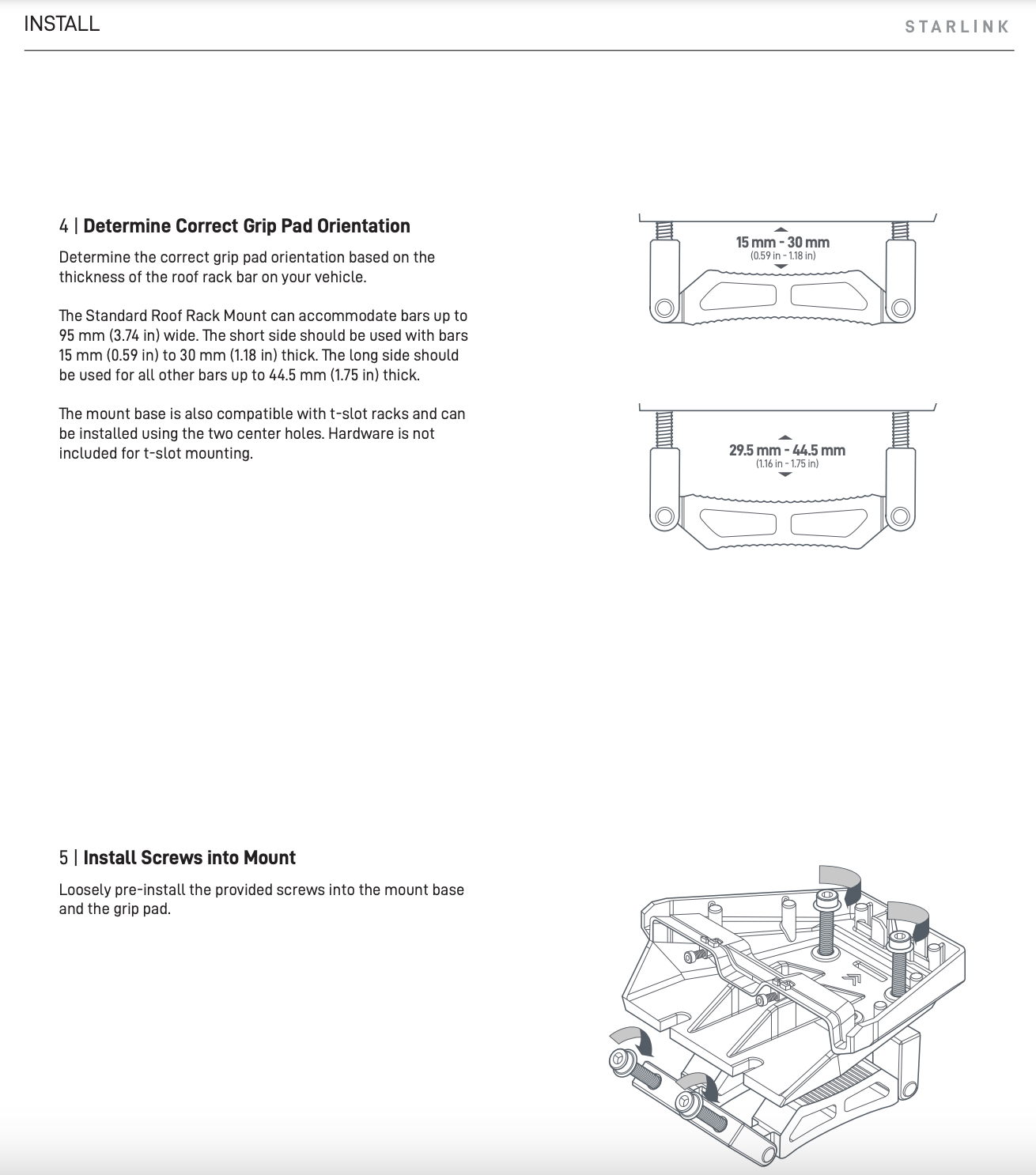 Starlink Standard Gen 3 (V4) Roof Rack Mount