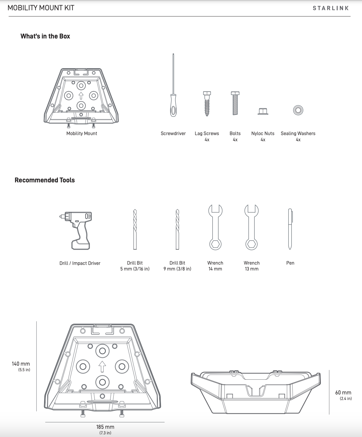 Starlink Standard Gen 3 (V4) Mobility Mount