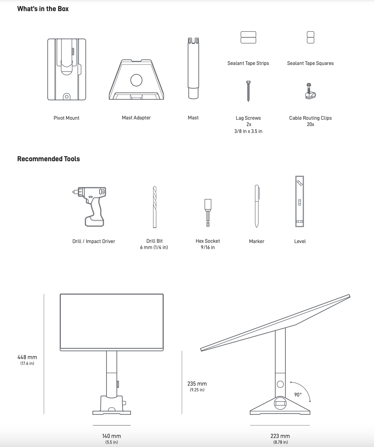 Starlink Standard Gen 3 (V4) Pivot Mount